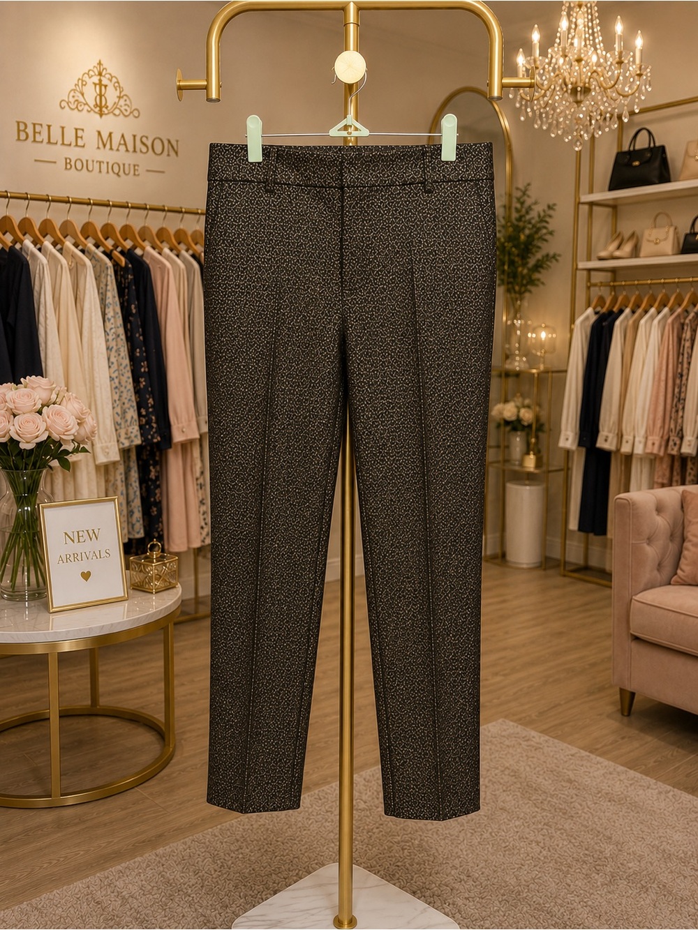 Ann Taylor Black Microdot Cropped Tailored Pants